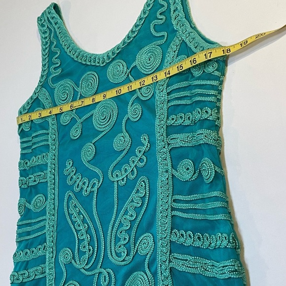 T & W Designs Womens Size L Green Soutache Mesh Overlay Sleeveless Dress - Picture 7 of 13